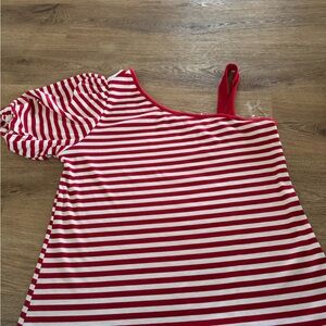 Cato Red and White Striped Top